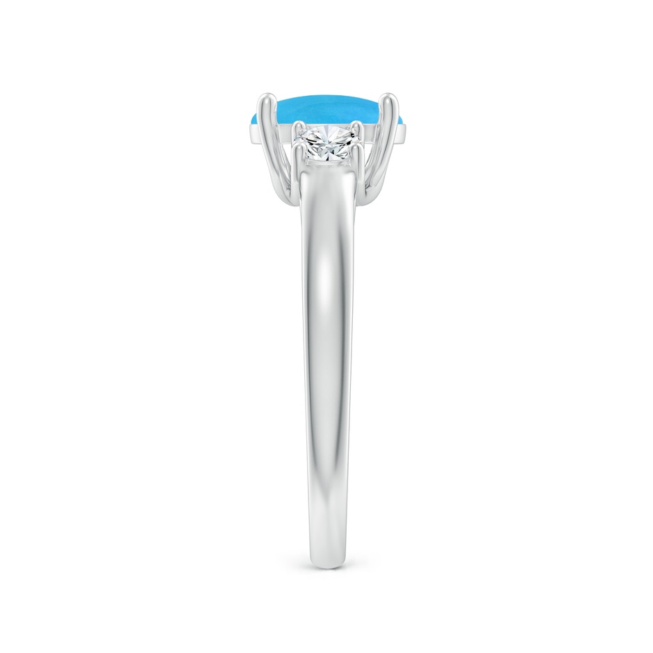 8x6mm AAAA Oval Turquoise Ring with Diamond Accents in P950 Platinum side-2