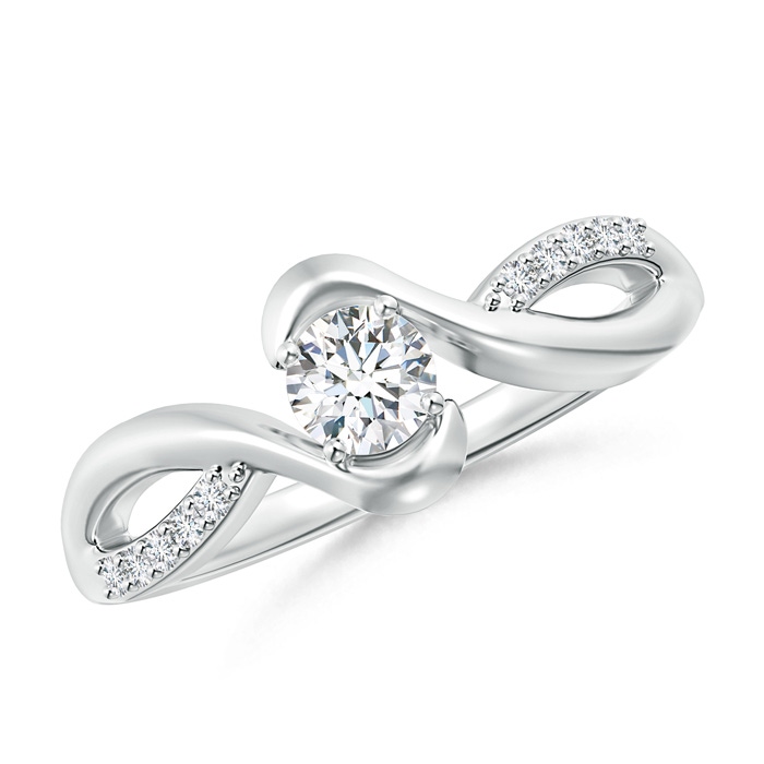 4.1mm GVS2 Solitaire Round Diamond Bypass Promise Ring for Her in White Gold