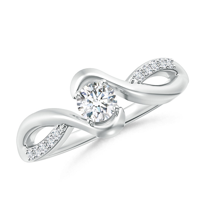 4.1mm GVS2 Solitaire Round Diamond Bypass Promise Ring for Her in White Gold 