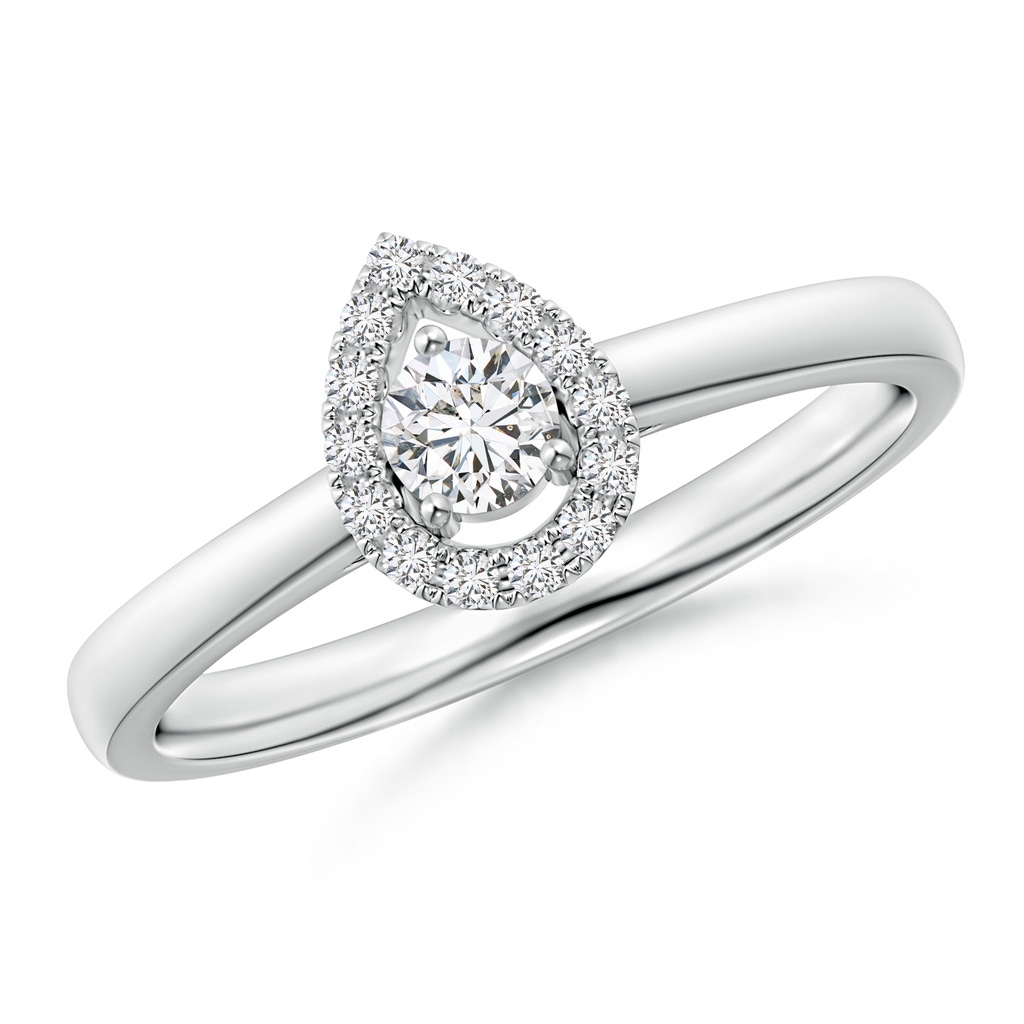 3.5mm HSI2 Floating Round Diamond Pear Halo Ring in White Gold