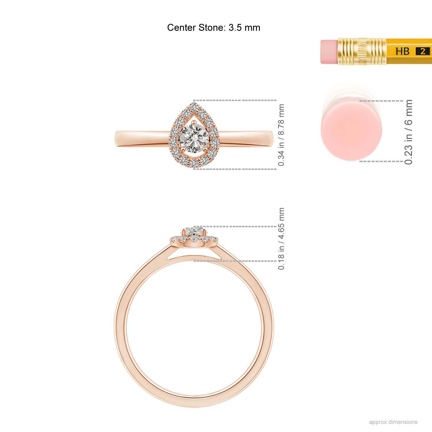 K, I3 / 0.24 CT / 14 KT Rose Gold