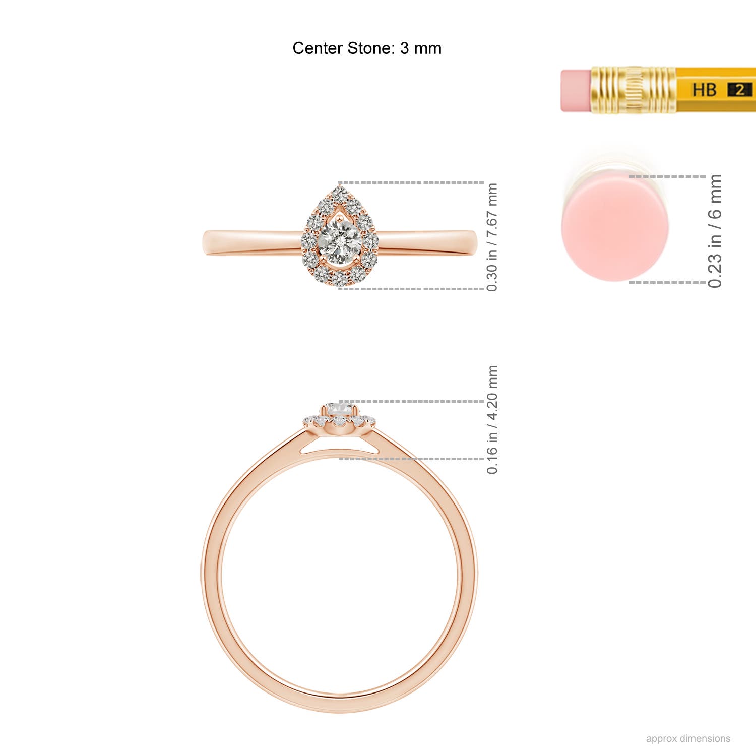 K, I3 / 0.18 CT / 14 KT Rose Gold