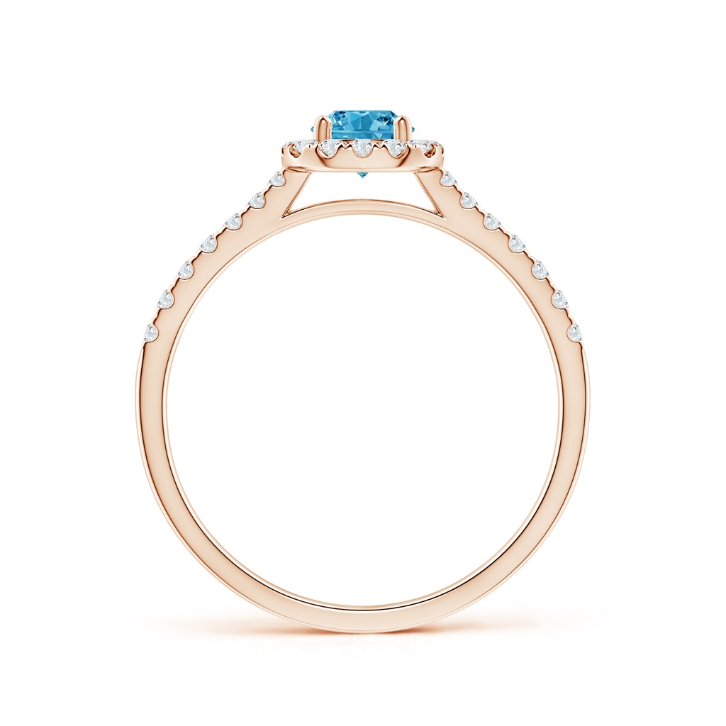 4.5mm AAAA Round Fancy Intense Blue Diamond Halo Ring with Accents in Rose Gold - side 199