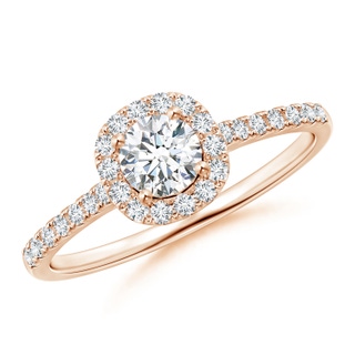 4.5mm GVS2 Round Diamond Halo Ring with Accents in Rose Gold