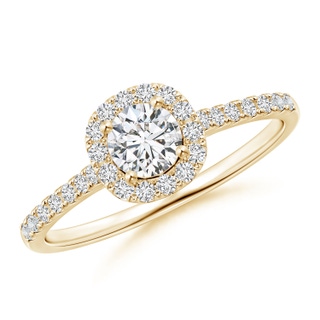 4.5mm HSI2 Round Diamond Halo Ring with Accents in 9K Yellow Gold