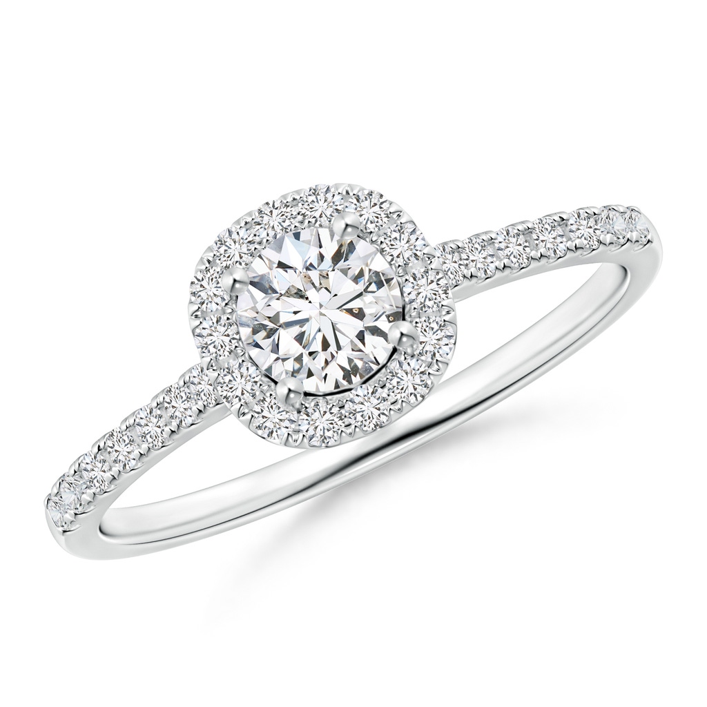 4.5mm HSI2 Round Diamond Halo Ring with Accents in P950 Platinum 