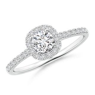 4.5mm HSI2 Round Diamond Halo Ring with Accents in White Gold