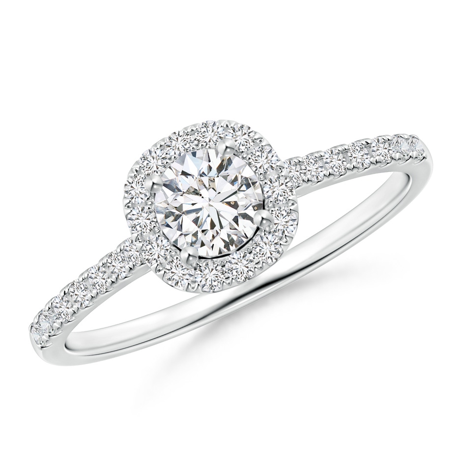 4.5mm HSI2 Round Diamond Halo Ring with Accents in White Gold 