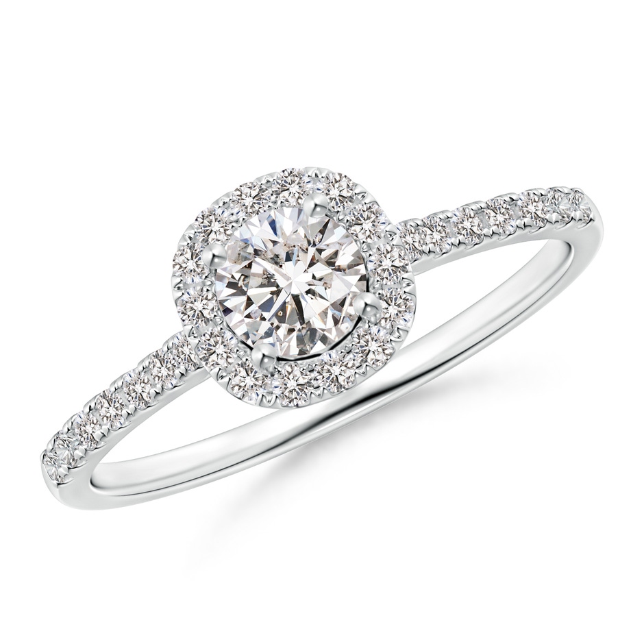 4.5mm IJI1I2 Round Diamond Halo Ring with Accents in White Gold 