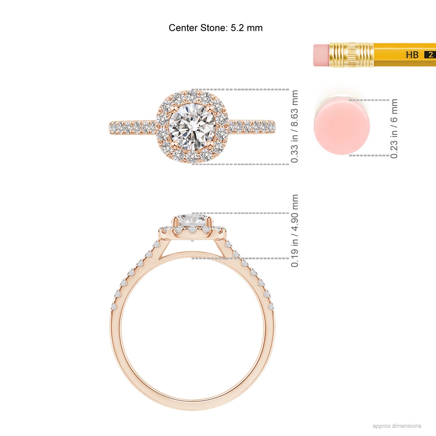 I-J, I1-I2 / 0.89 CT / 14 KT Rose Gold