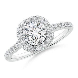 5.8mm HSI2 Round Diamond Halo Ring with Accents in White Gold