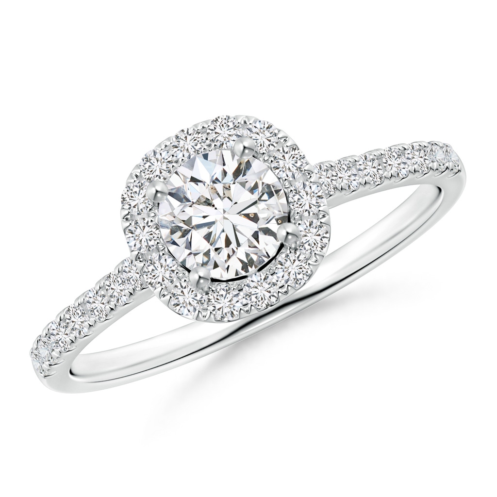5mm HSI2 Round Diamond Halo Ring with Accents in White Gold