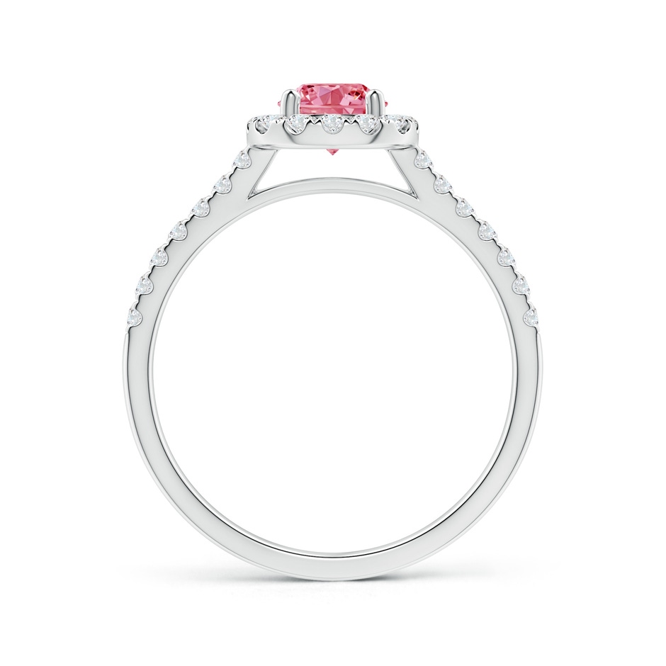 5.2mm AAAA Round Fancy Intense Pink Diamond Halo Ring with Accents in White Gold side 199