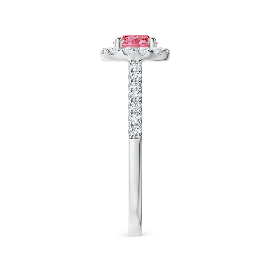 5.2mm AAAA Round Fancy Intense Pink Diamond Halo Ring with Accents in White Gold side 299