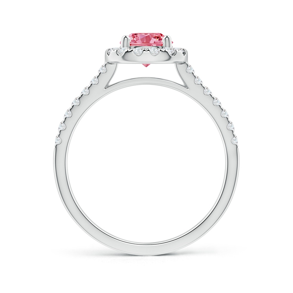 5.8mm AAAA Round Fancy Intense Pink Diamond Halo Ring with Accents in White Gold side 199