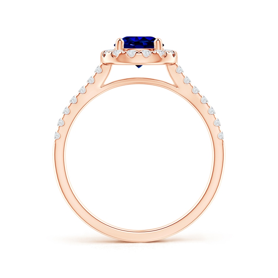 7.46-7.60x5.68mm AAA Round GIA Certified Sapphire Halo Ring with Diamond Accents in 18K Rose Gold side 1