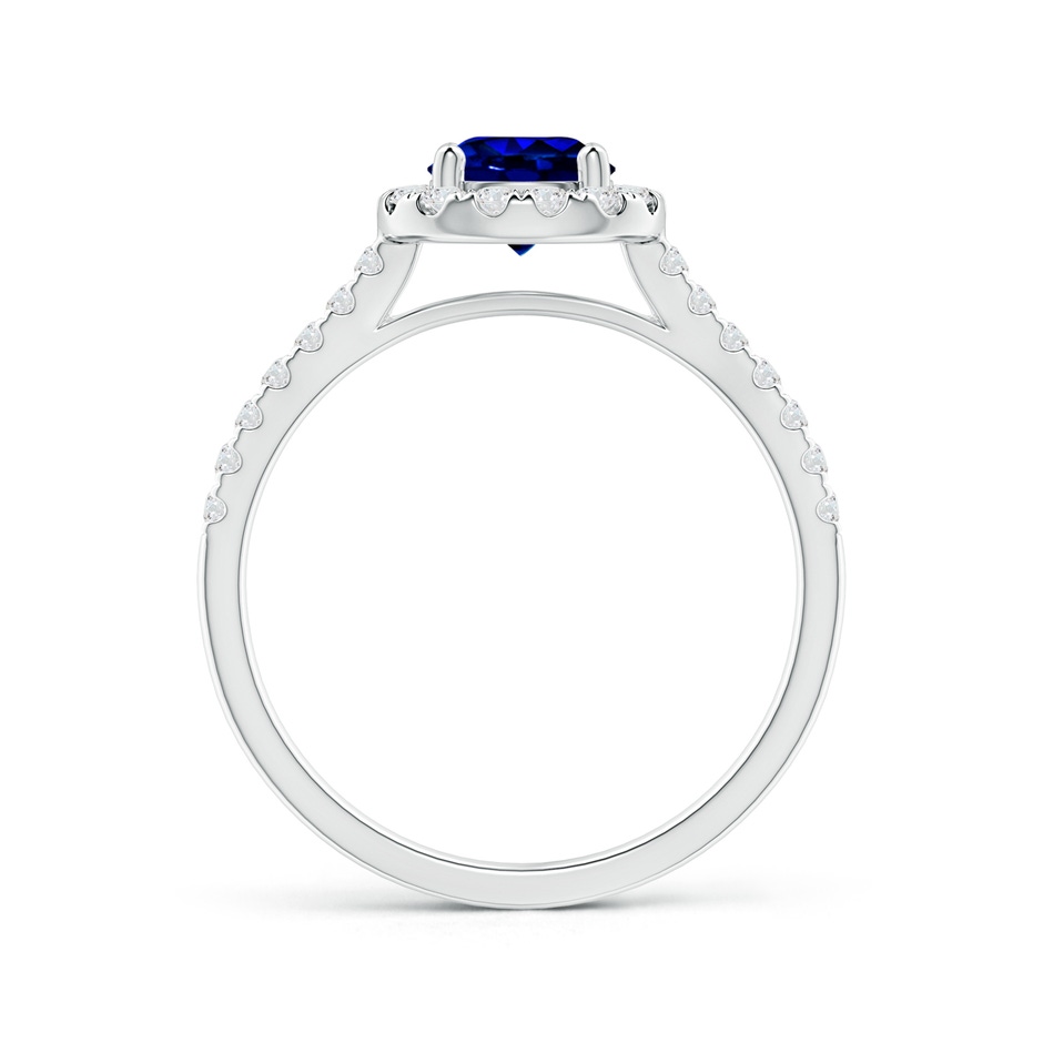 7.46-7.60x5.68mm AAA Round GIA Certified Sapphire Halo Ring with Diamond Accents in P950 Platinum side 1