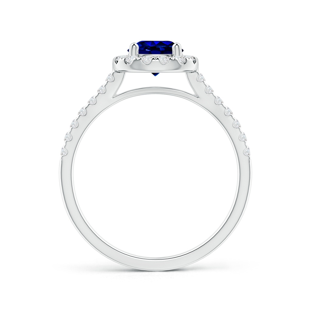 7.46-7.60x5.68mm AAA Round GIA Certified Sapphire Halo Ring with Diamond Accents in White Gold Side 1