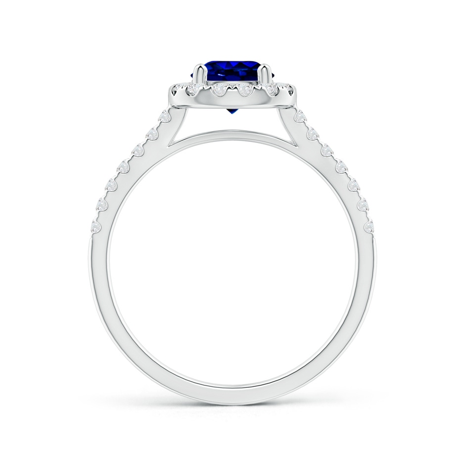 7.46-7.60x5.68mm AAA Round GIA Certified Sapphire Halo Ring with Diamond Accents in White Gold side 1