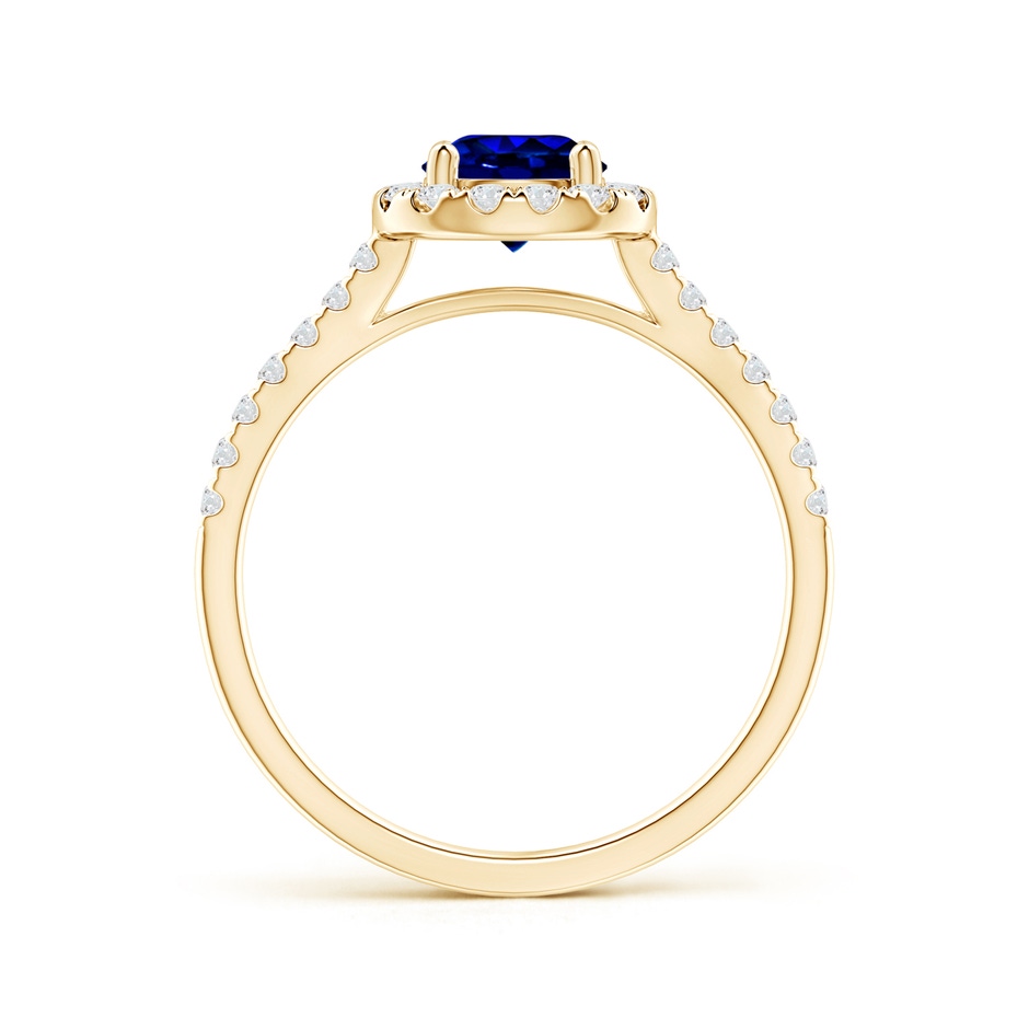 7.46-7.60x5.68mm AAA Round GIA Certified Sapphire Halo Ring with Diamond Accents in Yellow Gold side 1