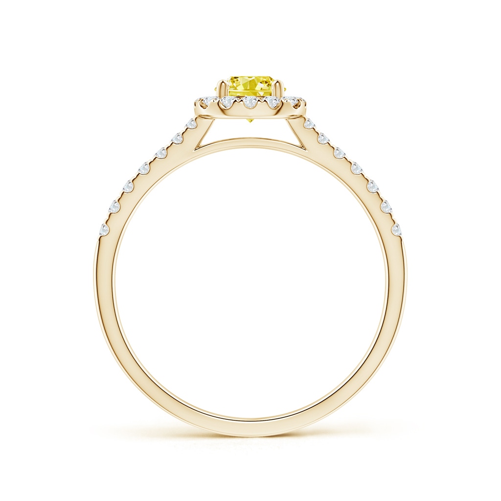 4.5mm AAAA Round Fancy Intense Yellow Diamond Halo Ring with Accents in Yellow Gold - side 199
