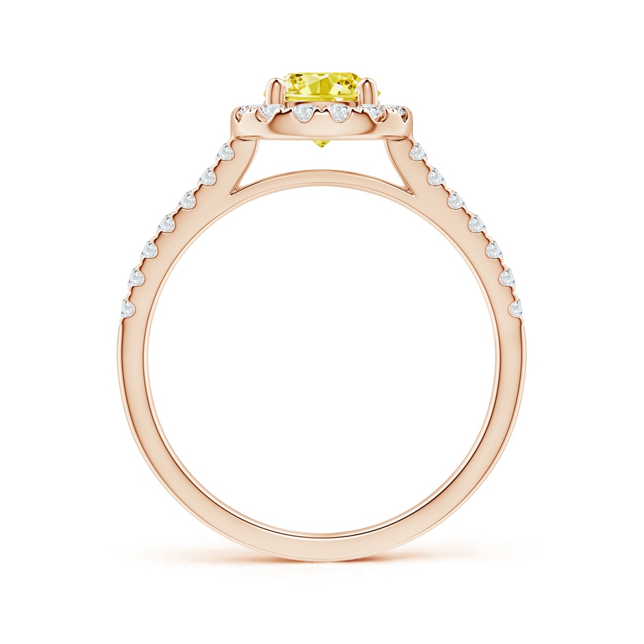 5.8mm AAAA Round Fancy Intense Yellow Diamond Halo Ring with Accents in Rose Gold side 199