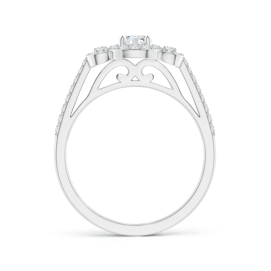 4.1mm GVS2 Three Stone Round Diamond Halo Ring in White Gold product image