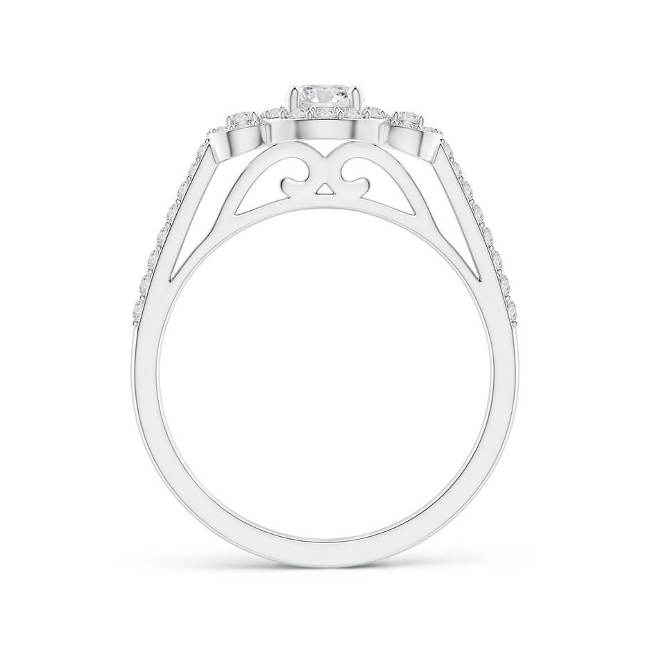 4.1mm HSI2 Three Stone Round Diamond Halo Ring in White Gold product image