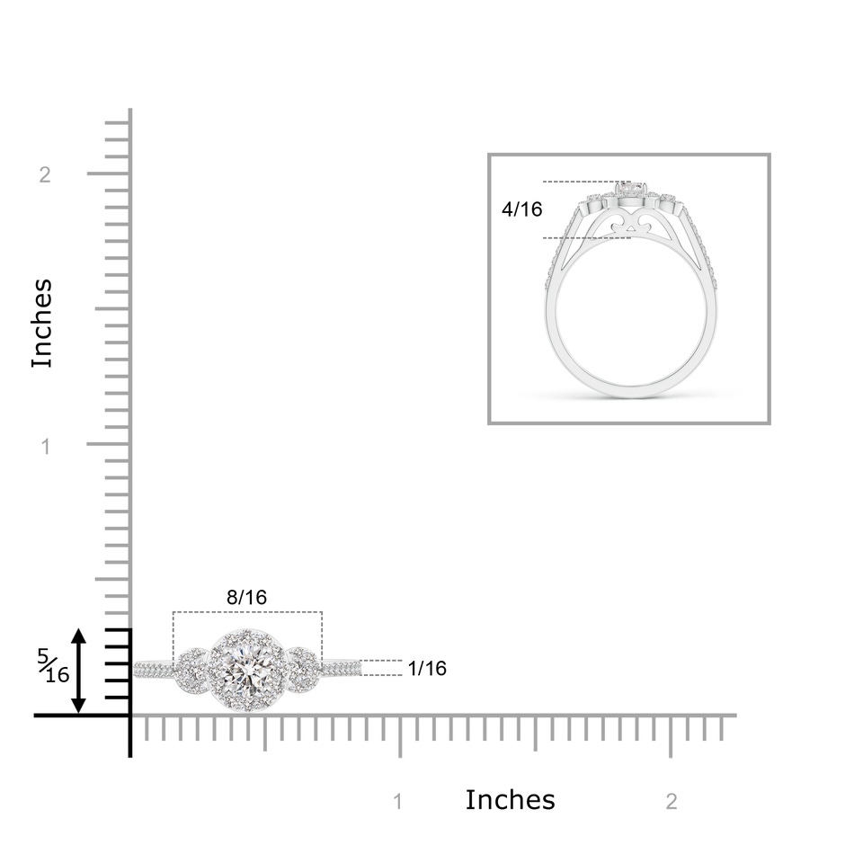 4.1mm IJI1I2 Three Stone Round Diamond Halo Ring in White Gold product image