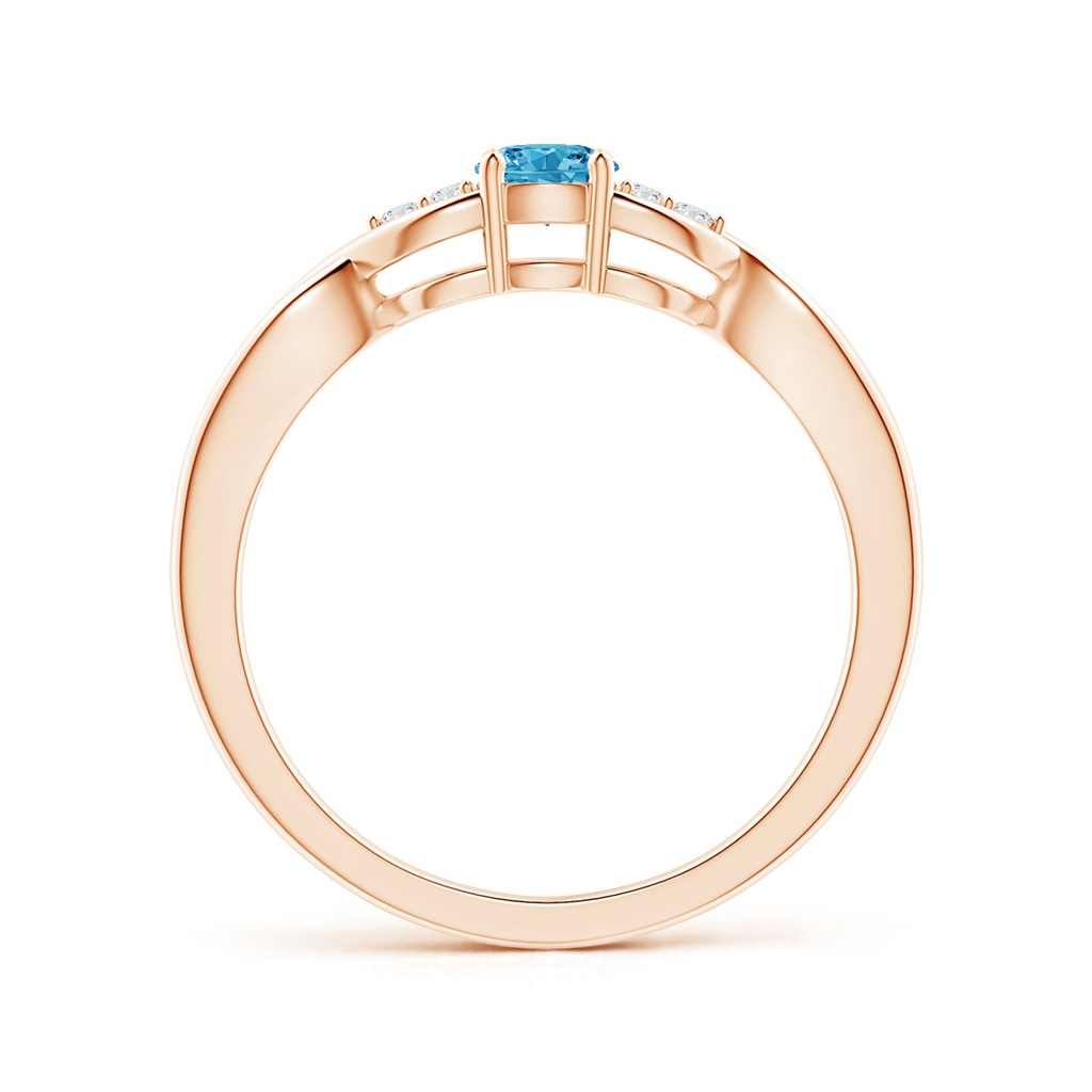 4.1mm AAAA Infinity Twist Round Fancy Intense Blue Diamond Promise Ring with Prong Set in Rose Gold - side 199