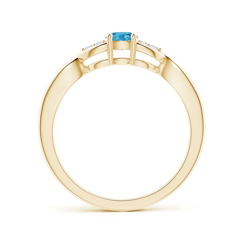 4.1mm AAAA Infinity Twist Round Fancy Intense Blue Diamond Promise Ring with Prong Set in Yellow Gold - side 199