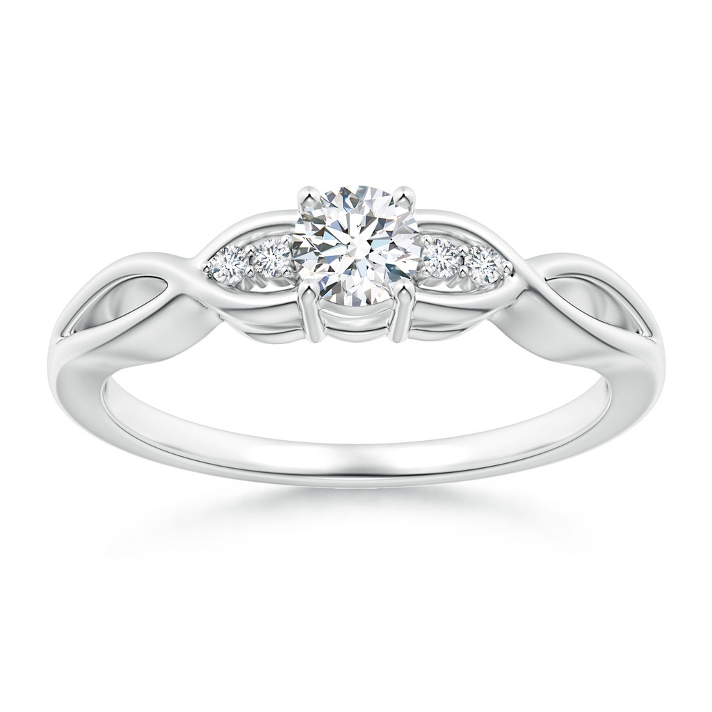 4.1mm GVS2 Infinity Twist Round Diamond Promise Ring with Prong Set in White Gold