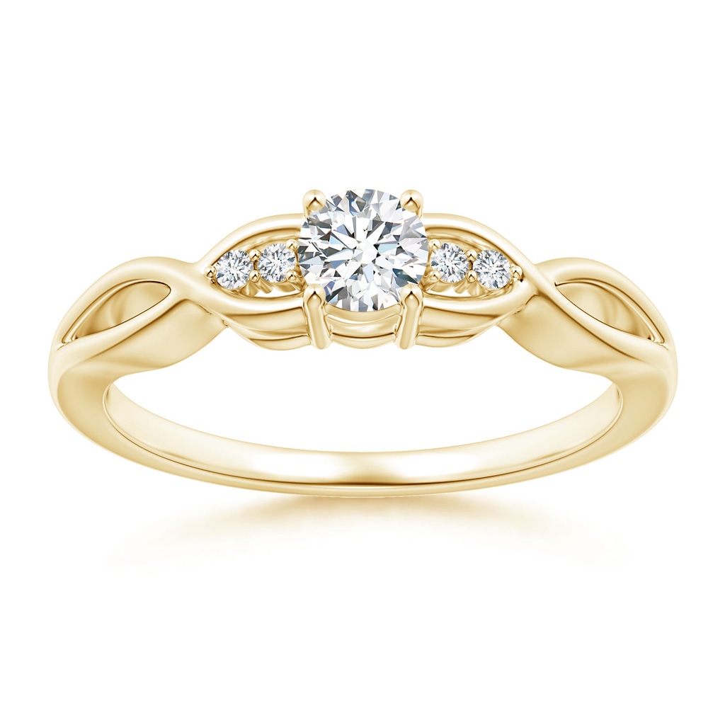 4.1mm GVS2 Infinity Twist Round Diamond Promise Ring with Prong Set in Yellow Gold