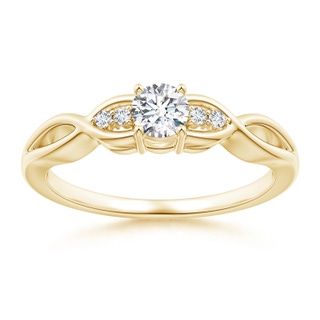 4.1mm GVS2 Infinity Twist Round Diamond Promise Ring with Prong Set in Yellow Gold