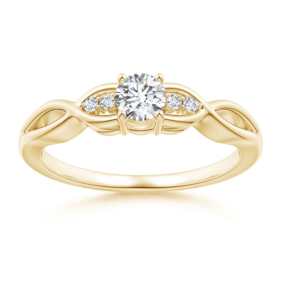 4.1mm GVS2 Infinity Twist Round Diamond Promise Ring with Prong Set in Yellow Gold 