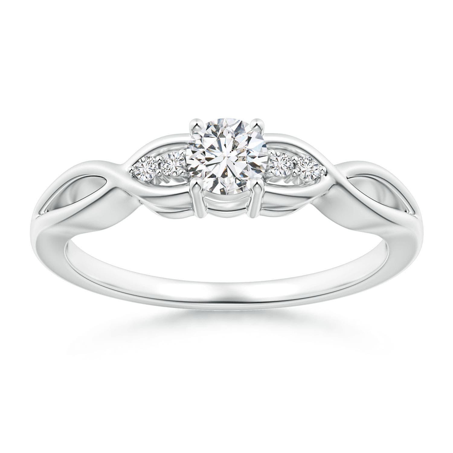 4.1mm HSI2 Infinity Twist Round Diamond Promise Ring with Prong Set in P950 Platinum