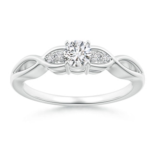 4.1mm HSI2 Infinity Twist Round Diamond Promise Ring with Prong Set in P950 Platinum