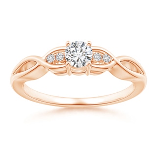 4.1mm HSI2 Infinity Twist Round Diamond Promise Ring with Prong Set in Rose Gold