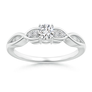 4.1mm HSI2 Infinity Twist Round Diamond Promise Ring with Prong Set in White Gold