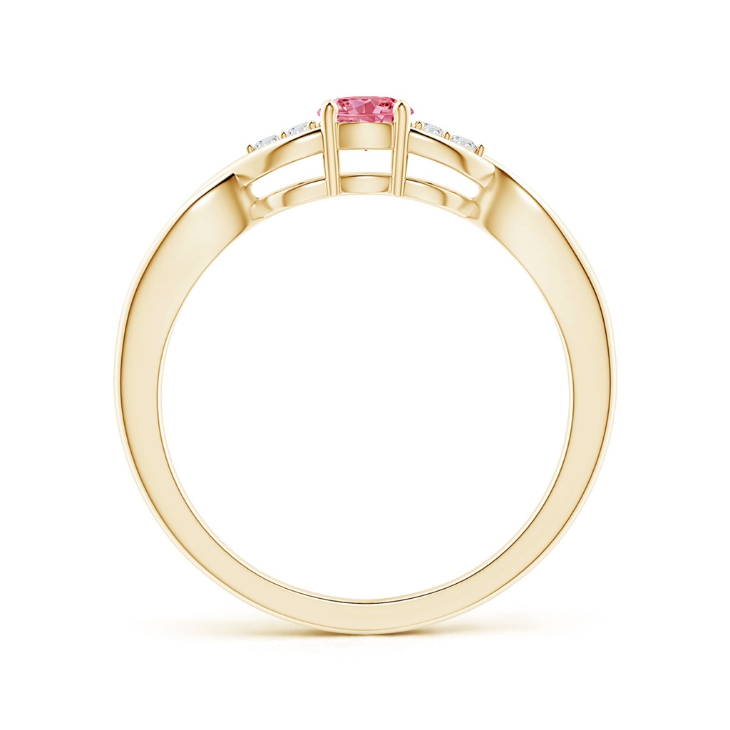 4.1mm AAAA Infinity Twist Round Fancy Intense Pink Diamond Promise Ring with Prong Set in Yellow Gold - side 199