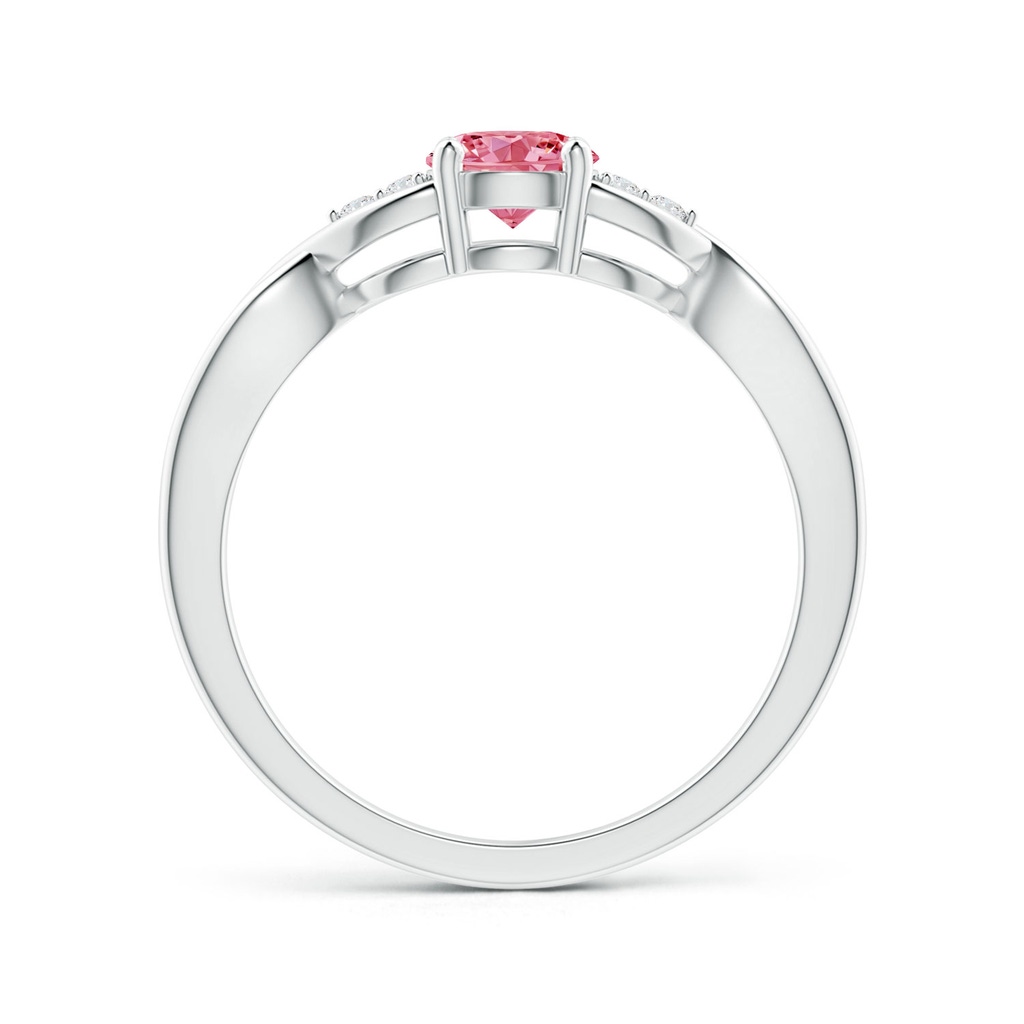 5.2mm AAAA Infinity Twist Round Fancy Intense Pink Diamond Promise Ring with Prong Set in White Gold - side 199