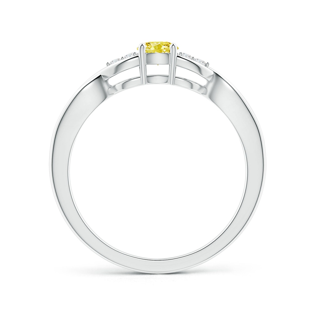 4.1mm AAAA Infinity Twist Round Fancy Intense Yellow Diamond Promise Ring with Prong Set in P950 Platinum - side 199