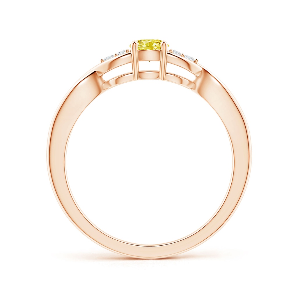 4.1mm AAAA Infinity Twist Round Fancy Intense Yellow Diamond Promise Ring with Prong Set in Rose Gold - side 199