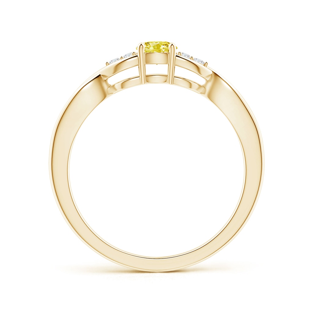 4.1mm AAAA Infinity Twist Round Fancy Intense Yellow Diamond Promise Ring with Prong Set in Yellow Gold - side 199