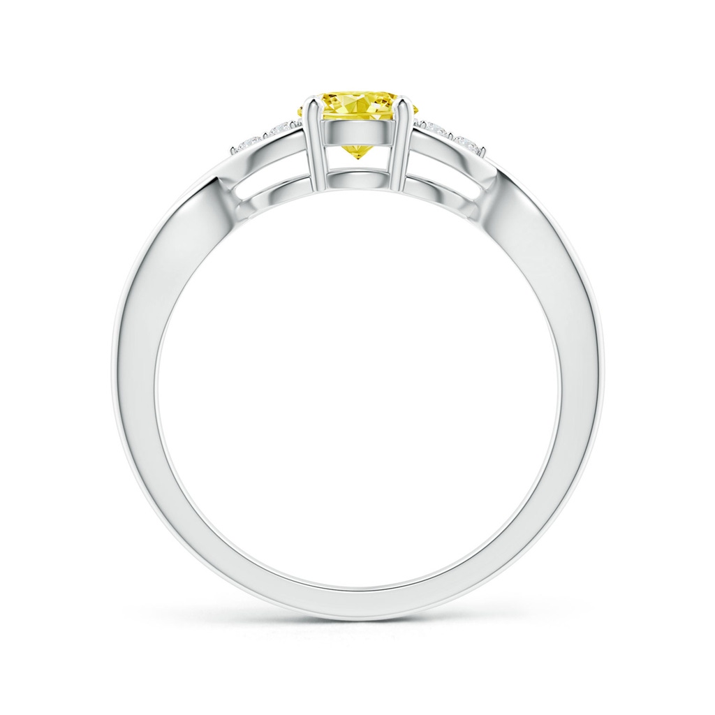 5.2mm AAAA Infinity Twist Round Fancy Intense Yellow Diamond Promise Ring with Prong Set in White Gold - side 199