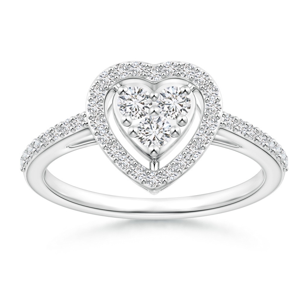 2.5mm HSI2 Halo Diamond Heart Promise Ring with Prong Setting in White Gold