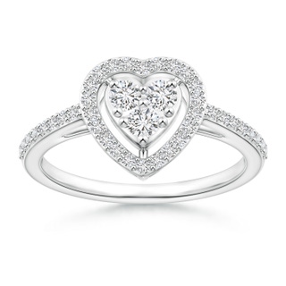 2.5mm HSI2 Halo Diamond Heart Promise Ring with Prong Setting in White Gold