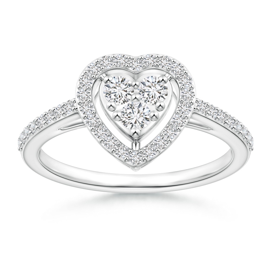 2.5mm HSI2 Halo Diamond Heart Promise Ring with Prong Setting in White Gold 