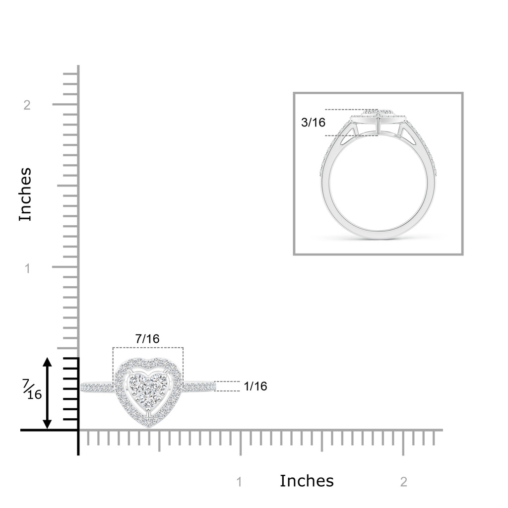 2.5mm HSI2 Halo Diamond Heart Promise Ring with Prong Setting in White Gold Product Image