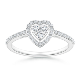 2mm GVS2 Halo Diamond Heart Promise Ring with Prong Setting in P950 Platinum